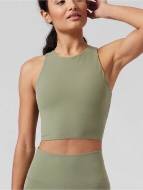 Athleta Eucalyptus Olive Set- Conscious Crop Top and 7/8 Length Stash Pants